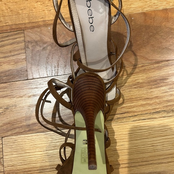 Bebe Brown Strappy Heels with Ankle Straps - Picture 3 of 5